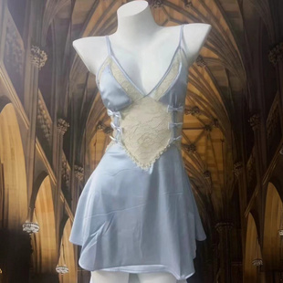 2025丝睡衣甜美蝴蝶结蕾丝透视吊带睡裙女士家居服