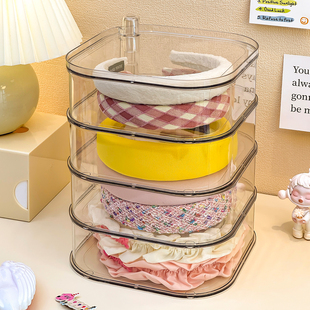 发箍收纳神器儿童发饰收纳盒大容量装头箍发圈发卡防尘旋转首饰盒