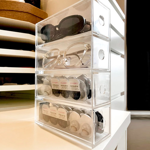 眼镜收纳盒防尘分格抽拉式