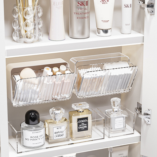 卫生间镜柜收纳盒壁挂浴室柜化妆品置物架洗手间亚克力面膜分层架