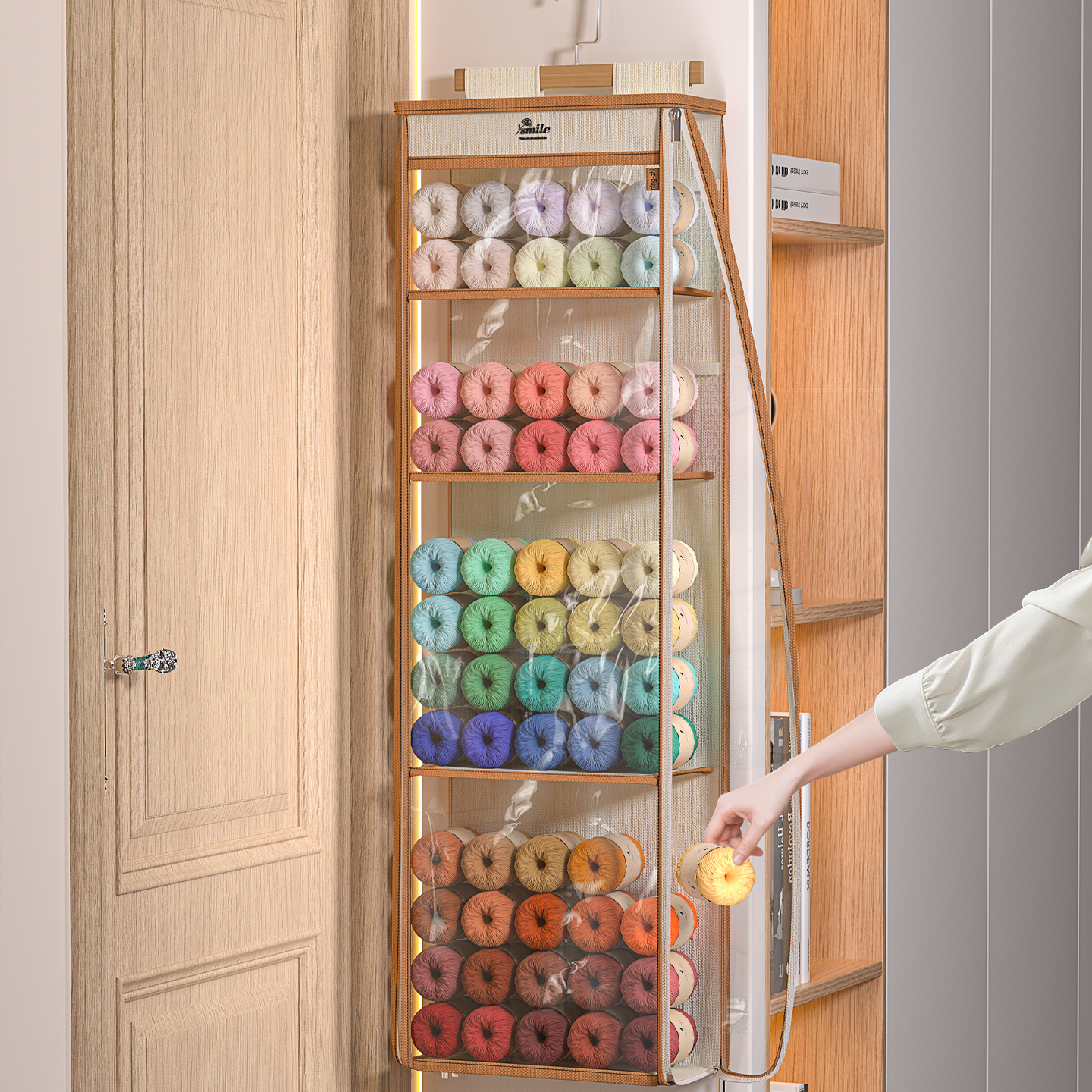 毛线收纳神器防尘分层挂袋双拉链