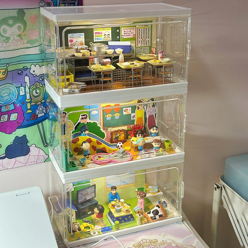 适用泡泡玛特收纳盒摆件食玩造景