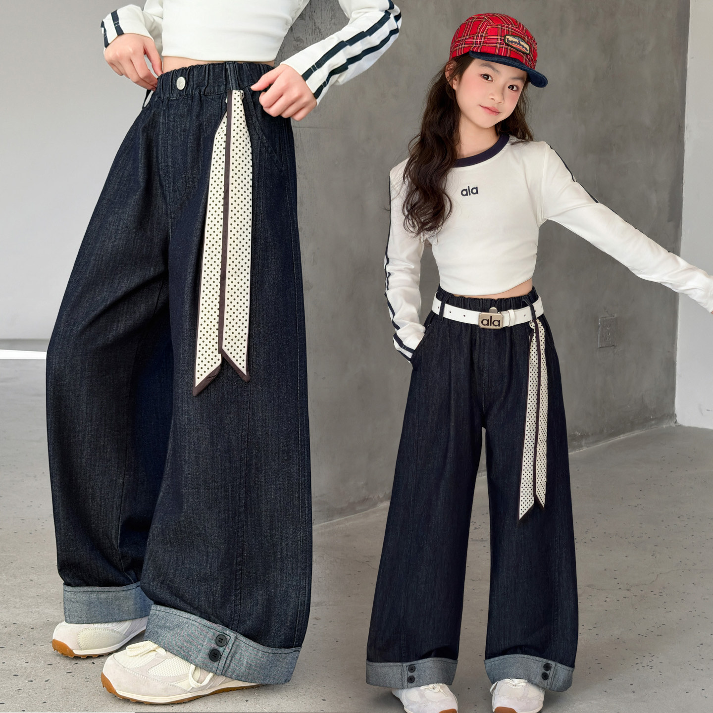 女童牛仔裤春秋款2026新款中大童洋气时髦直筒裤儿童休闲阔腿长裤,童装/婴儿装/亲子装,裤子,淘宝优惠券,粉丝福利购,淘宝优惠卷