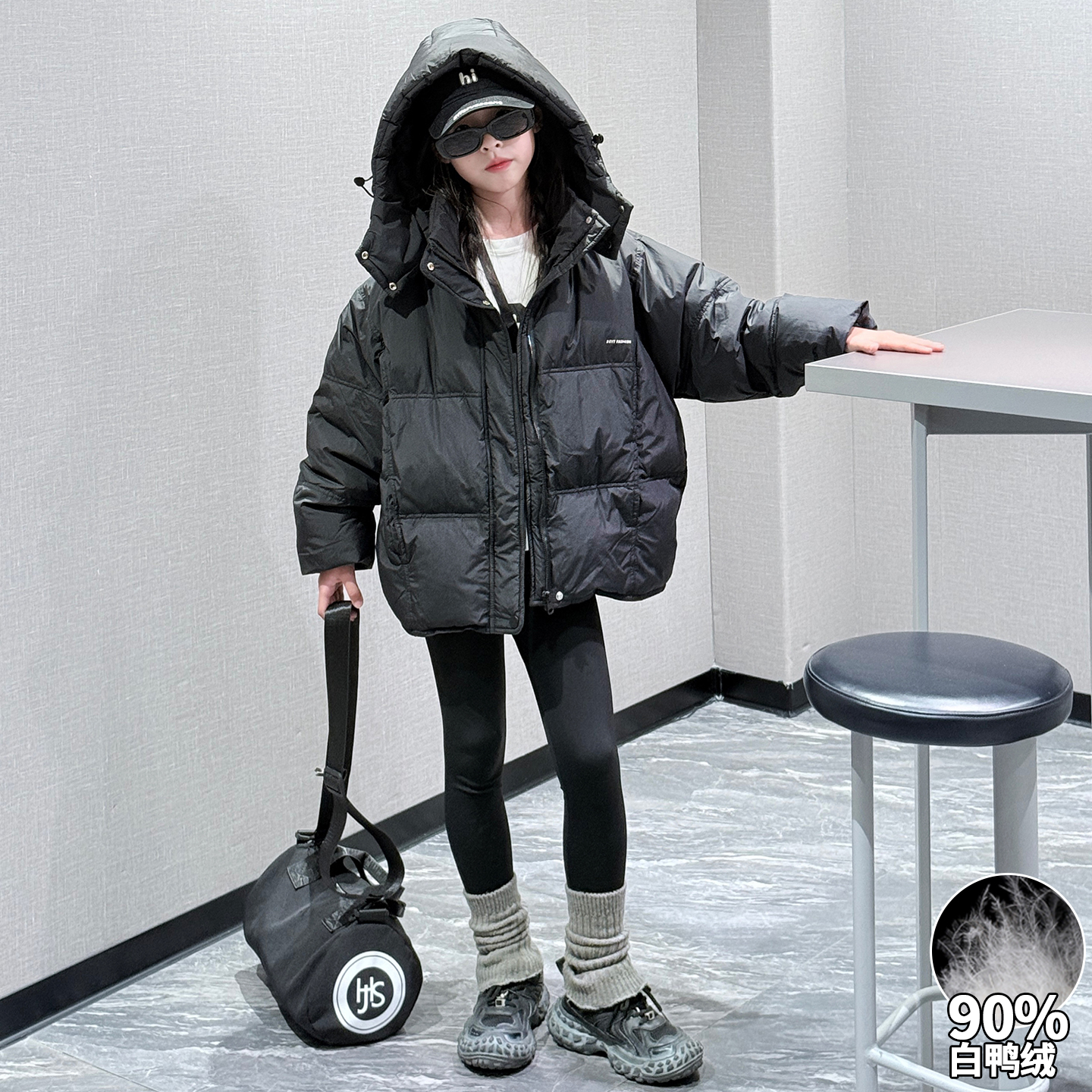 女童羽绒服冬装白鸭绒加厚外套潮