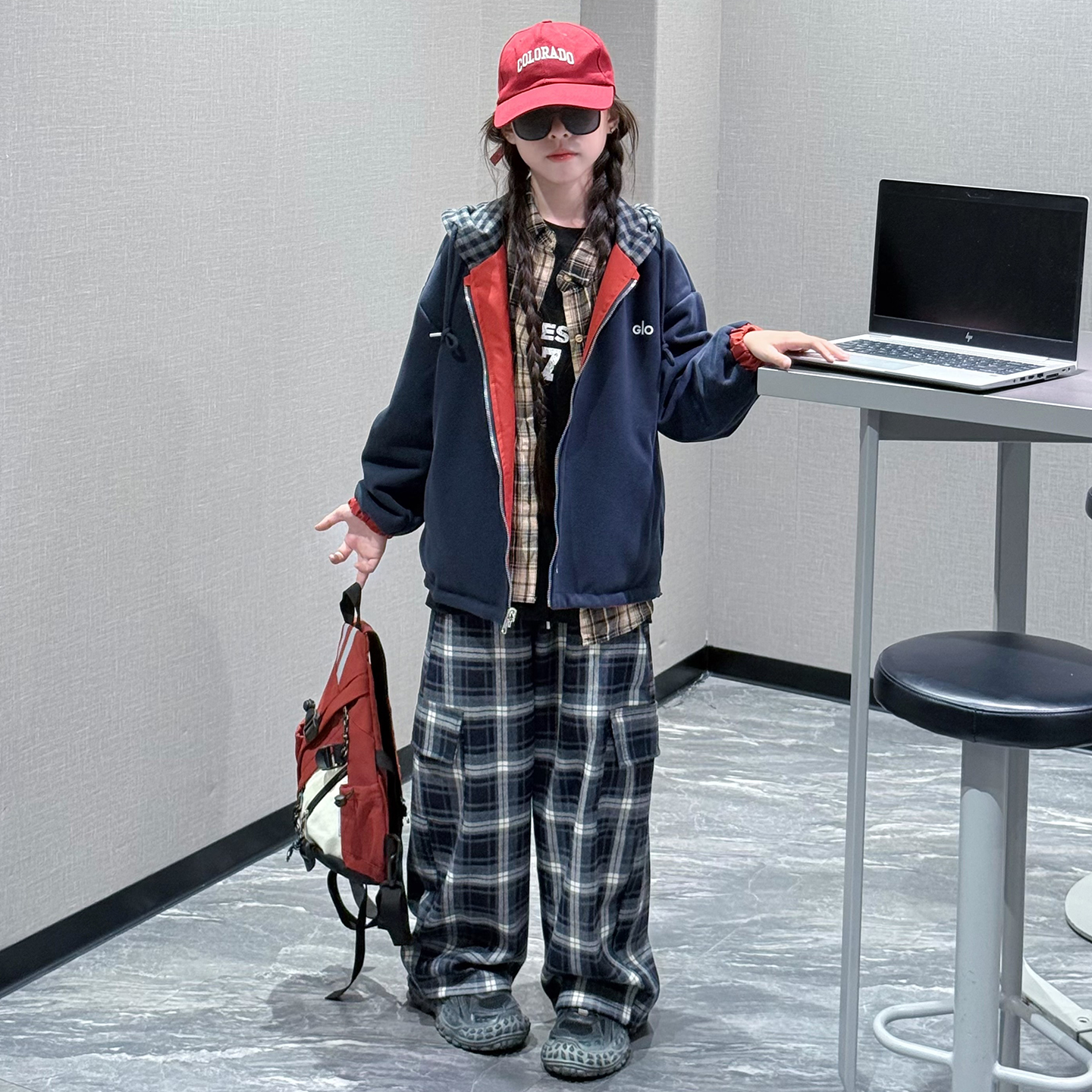 女童外套两面穿春秋款2025新款儿童潮酷时尚中大童连帽上衣中学生