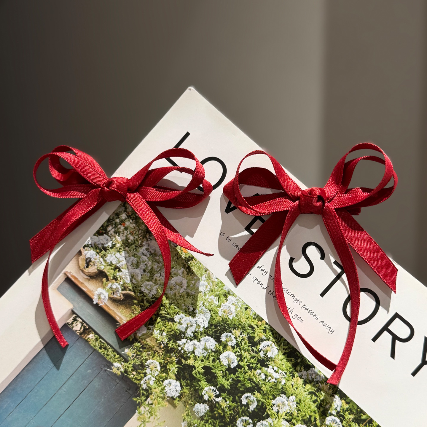 儿童发饰发夹酒红细织带蝴蝶结女童对夹双马尾夹子韩版甜美头饰