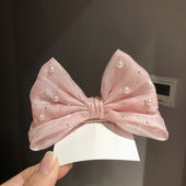 春夏款 订珍珠立体大蝴蝶结儿童发夹女童顶夹公主头饰礼服生日发饰