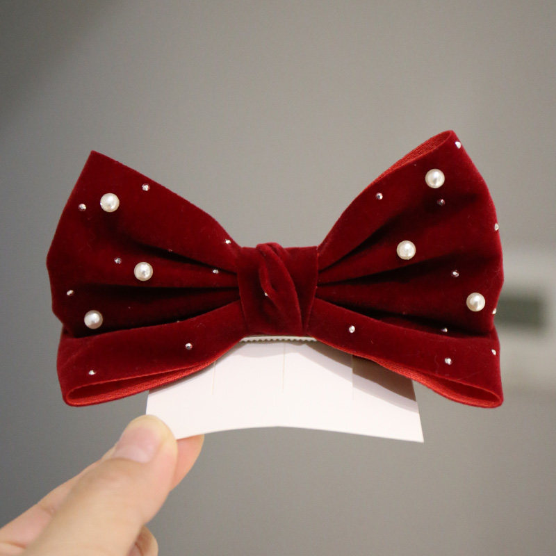 春夏款订珍珠立体大蝴蝶结儿童发夹女童顶夹公主头饰礼服生日发饰