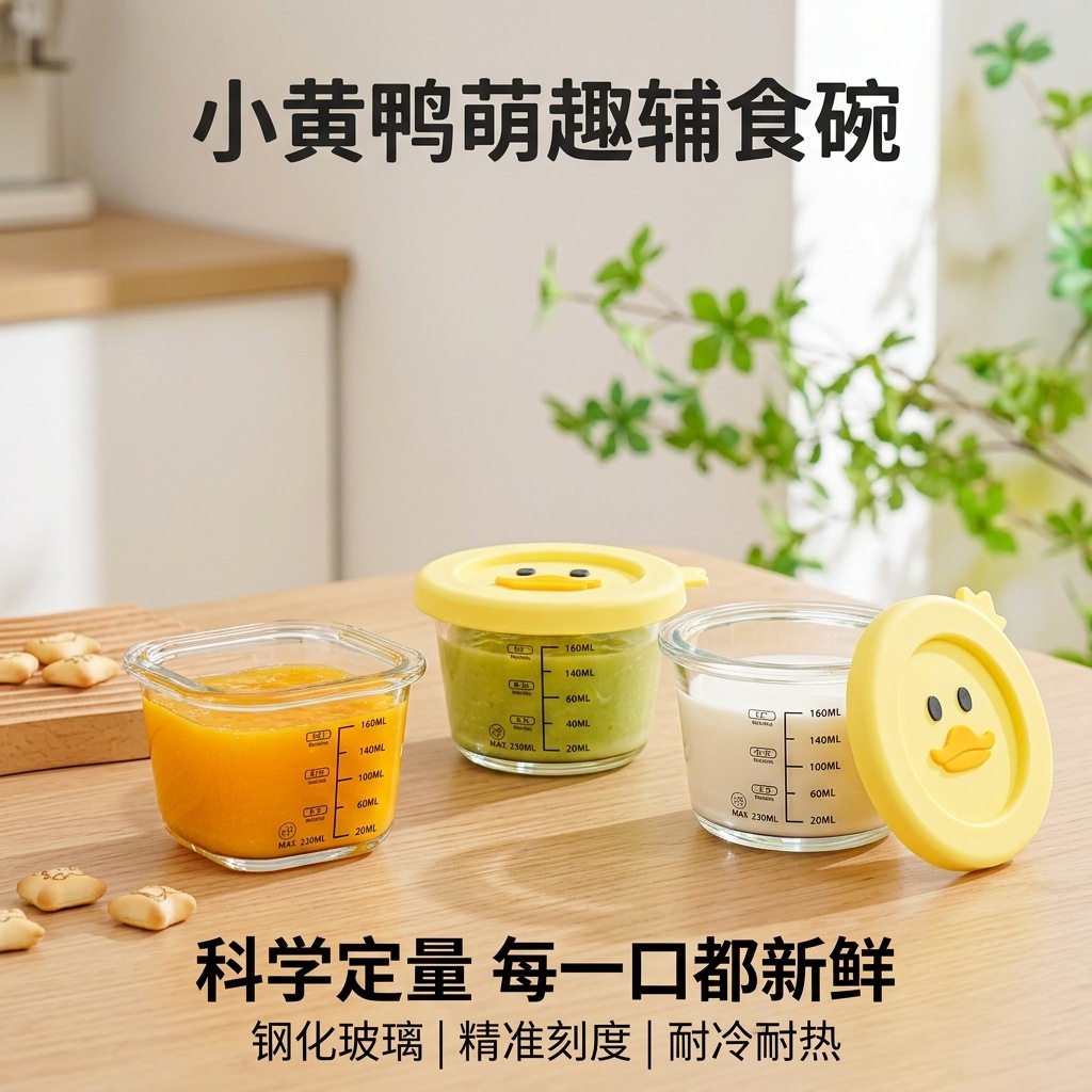 宝宝辅食碗带刻度婴儿喂养餐具耐