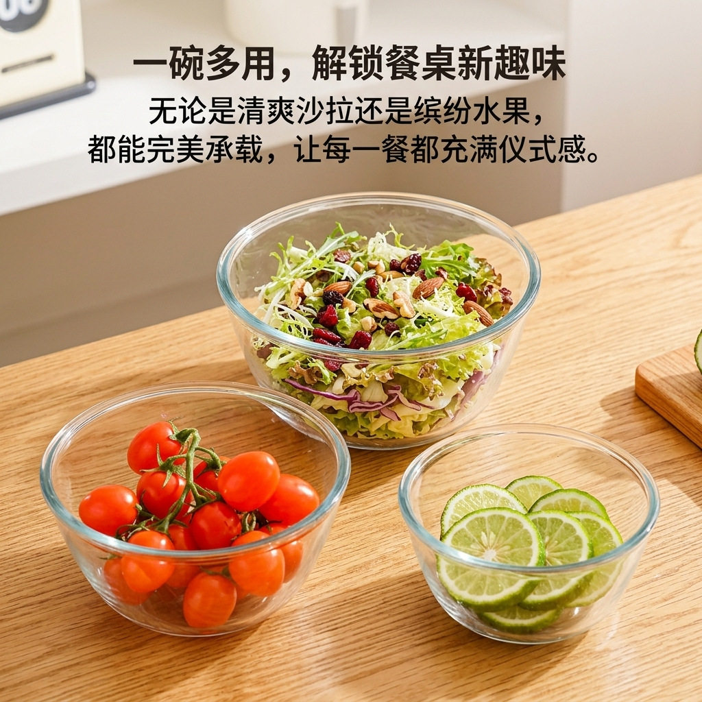 加厚耐高温透明玻璃碗|高硼硅和
