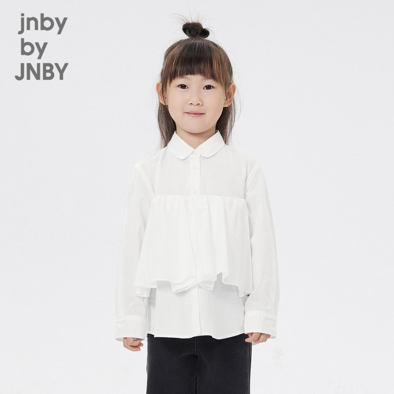 江南布衣童装衬衫长袖翻领设计感荷叶边可爱女童儿童jnbybyjn