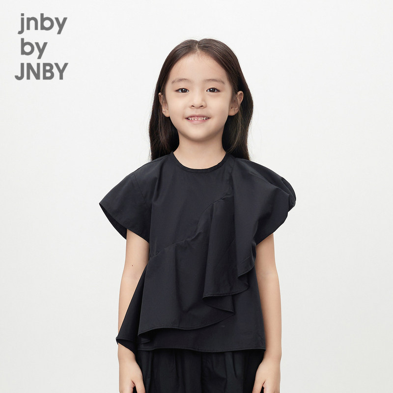 江南布衣童装短袖衬衫荷叶边简约纯棉休闲夏女童儿童jnbybyjn