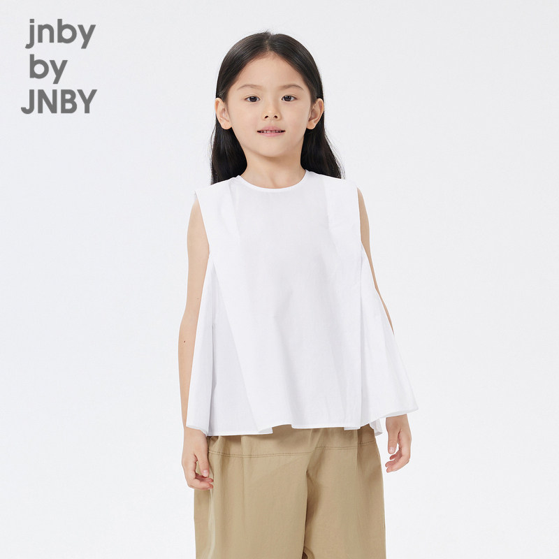 江南布衣童装春夏圆领无袖衬衫棉质设计感女童儿童上衣jnbybyj