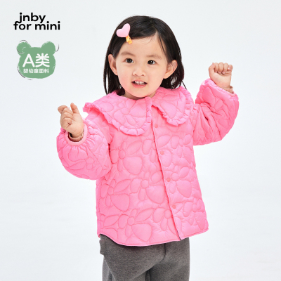 江南布衣婴童秋冬翻领荷叶边羽绒服可爱花朵女童婴儿jnbybyjnby