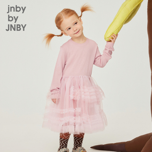 江南布衣童装长袖毛衣连衣裙网纱拼接公主风春女童儿童jnbybyjnby