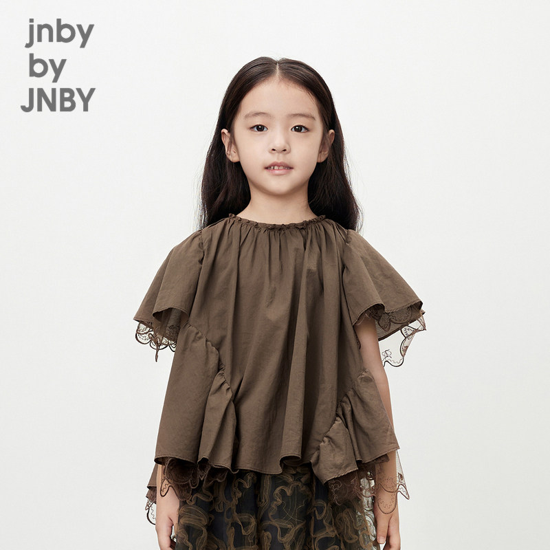 江南布衣童装短袖衬衫公主风不规则下摆夏女童儿童jnbybyjnb