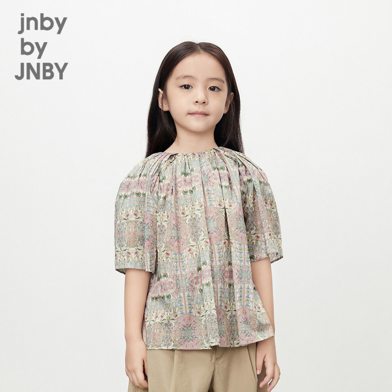 江南布衣童装圆领衬衫原创图案公主风宽松夏女童儿童jnbybyjn