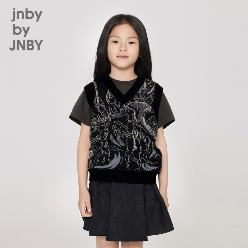 江南布衣童装秋冬套头V领毛衣马甲背心外套男女童儿童jnbybyj