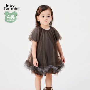 江南布衣婴童短袖 连衣裙A字裙刺绣网纱花边夏女童婴儿jnbybyjnby