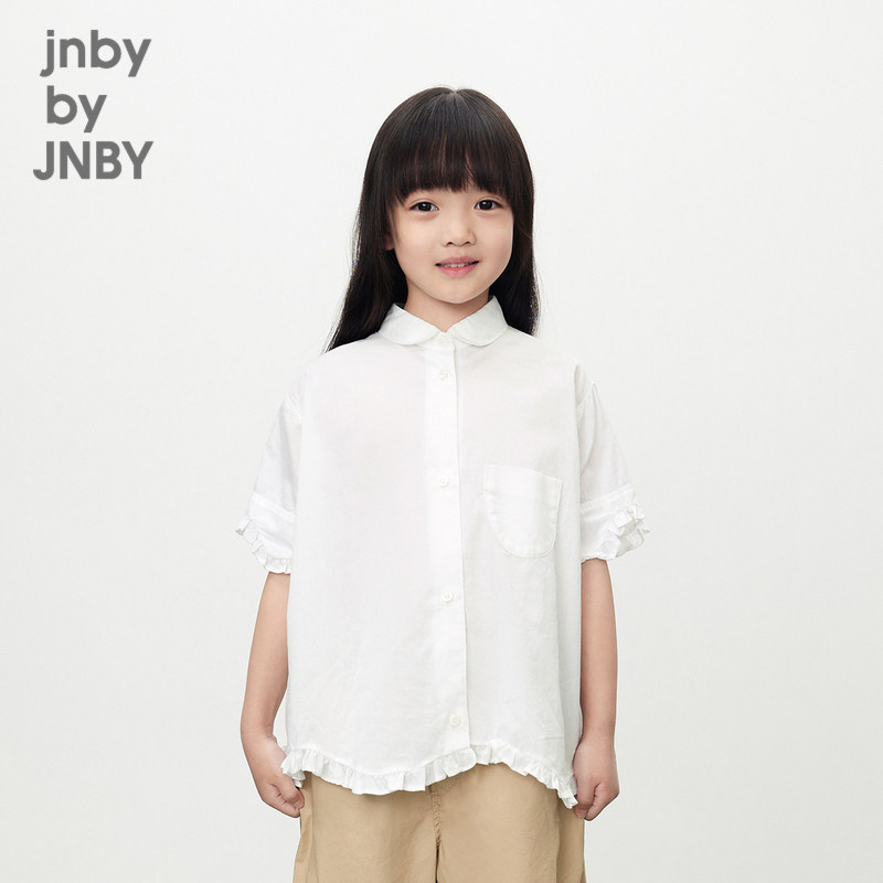 江南布衣童装简约衬衫外套纯棉花边休闲春夏女童儿童jnbybyjn