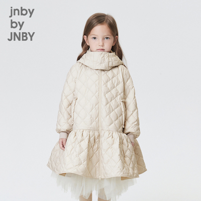 江南布衣童装奥莱秋冬连帽中长款羽绒服A型摆女童儿童jnbybyjnby
