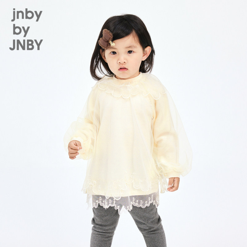 江南布衣婴童长袖毛衣连衣裙A字裙网纱蕾丝冬女童婴儿jnbybyj