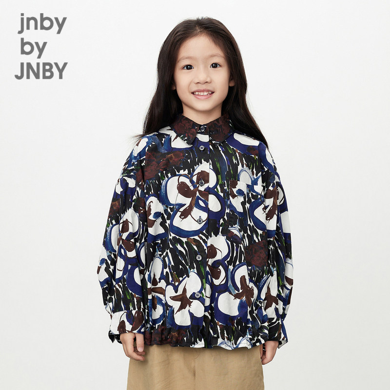 江南布衣童装纯棉长袖衬衫原创印花外套休闲春女童儿童jnbybyj