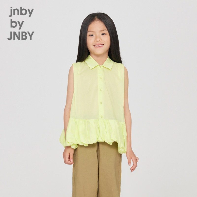 江南布衣童装A型无袖衬衫翻领花苞下摆女童儿童上衣jnbybyjn