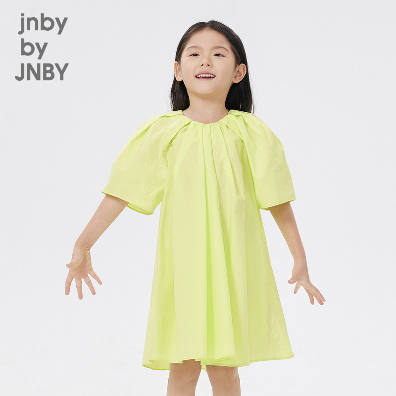 江南布衣童装春夏连衣裙短袖褶皱设计轻薄裙子女童儿童jnbybyj