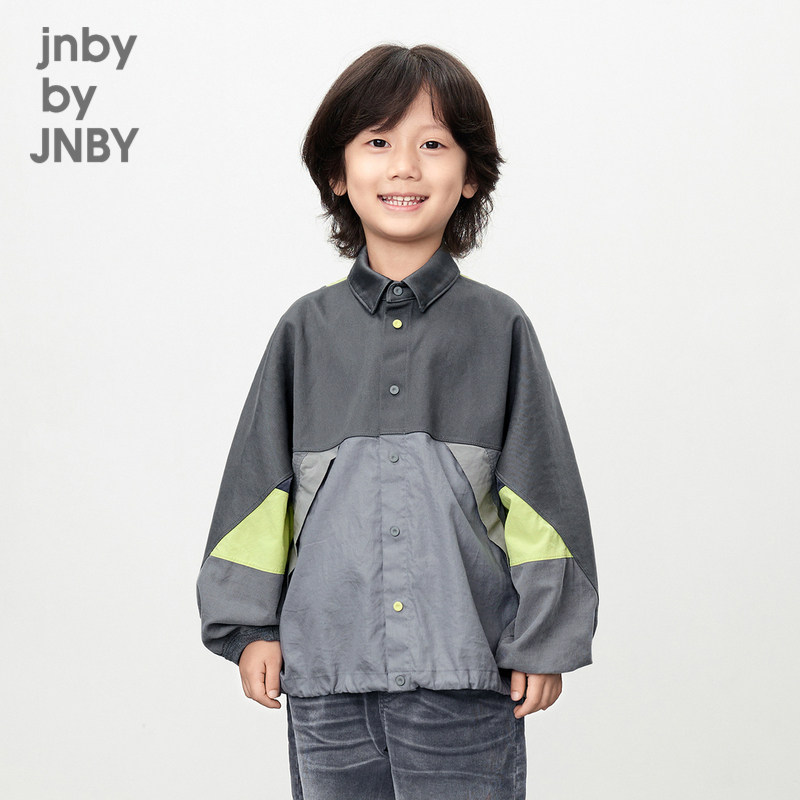 江南布衣童装长袖纯棉衬衫外套拼接休闲春男女童儿童jnbybyjn
