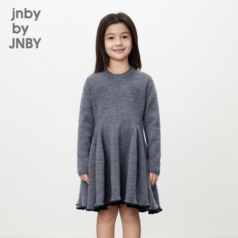 江南布衣童装长袖毛衣连衣裙A字裙休闲保暖春女童儿童jnbybyjnby