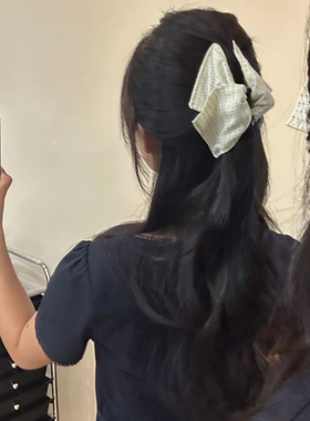 ins风甜美少女心波点蝴蝶结抓夹