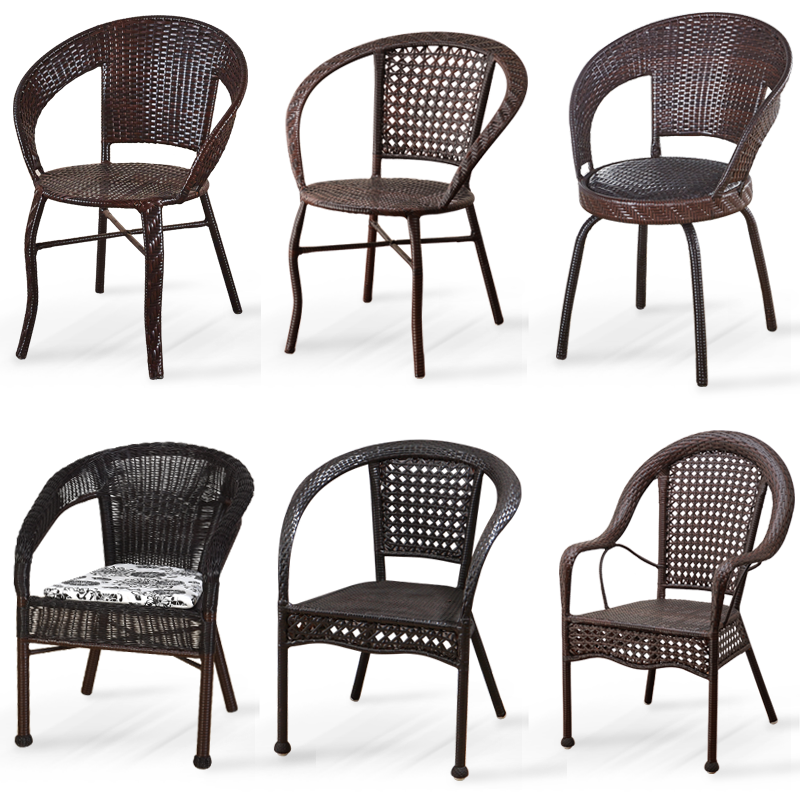 藤编阳台椅简约藤条椅户外室外庭院靠背椅子可旋转老人椅凉椅子