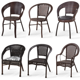 藤编阳台椅简约藤条椅户外室外庭院靠背椅子可旋转老人椅凉椅子