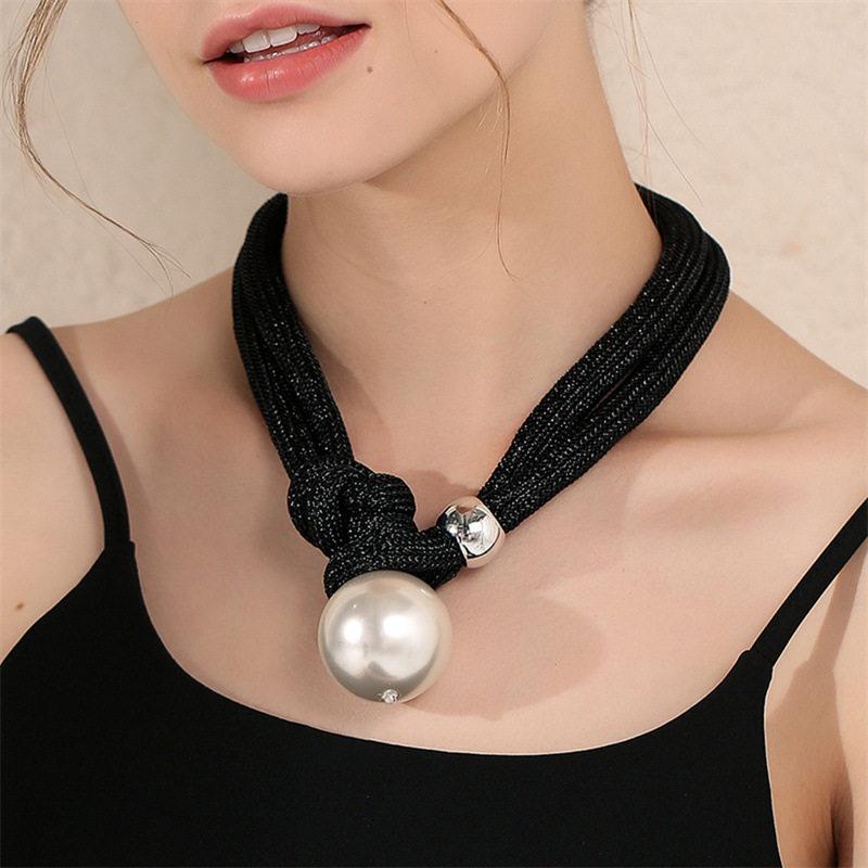 时尚choker大珍珠项链女欧美秋冬新款毛衣链Pearl Sweater chain