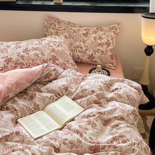 100%Cotton Bedding Set Duvet Quilt Cover Bed Fitted Sheet 4p