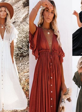 Bikini long Dress Beach wear Cover Up Swimsuit Kimono women