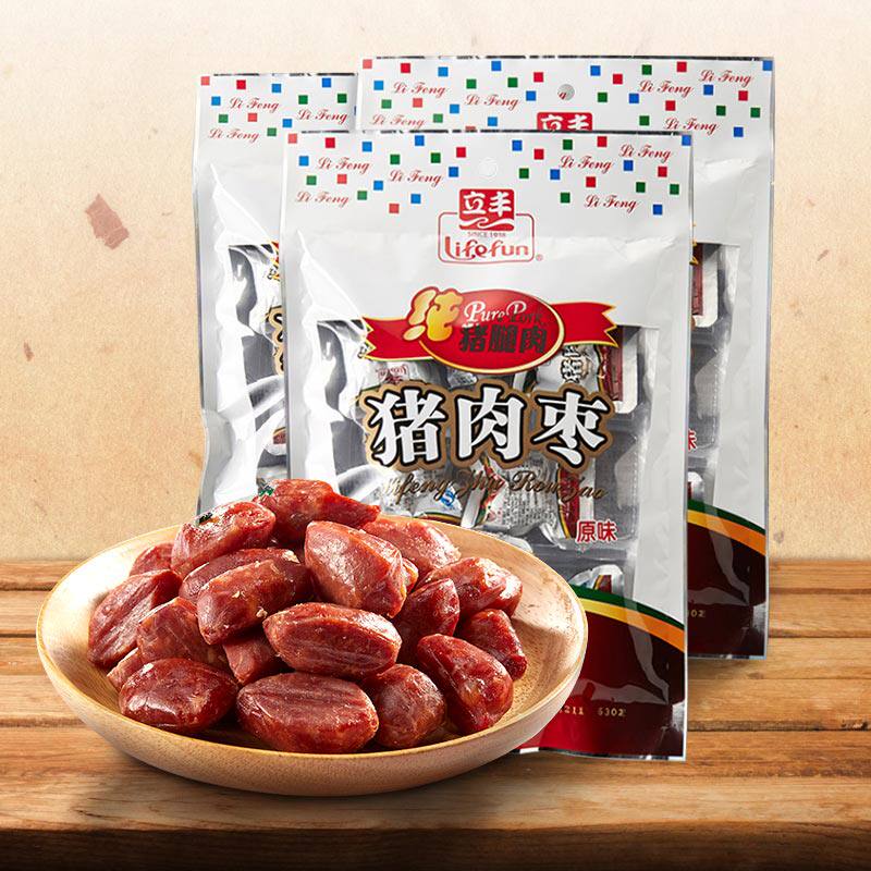 立丰原味猪肉枣150g*3袋即食肉枣解馋零食迷你小香肠上海特产小吃