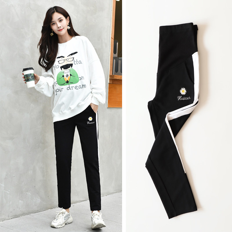 孕妇裤子秋季外穿打底裤潮妈孕妇装春秋款宽松运动长裤秋冬装套装