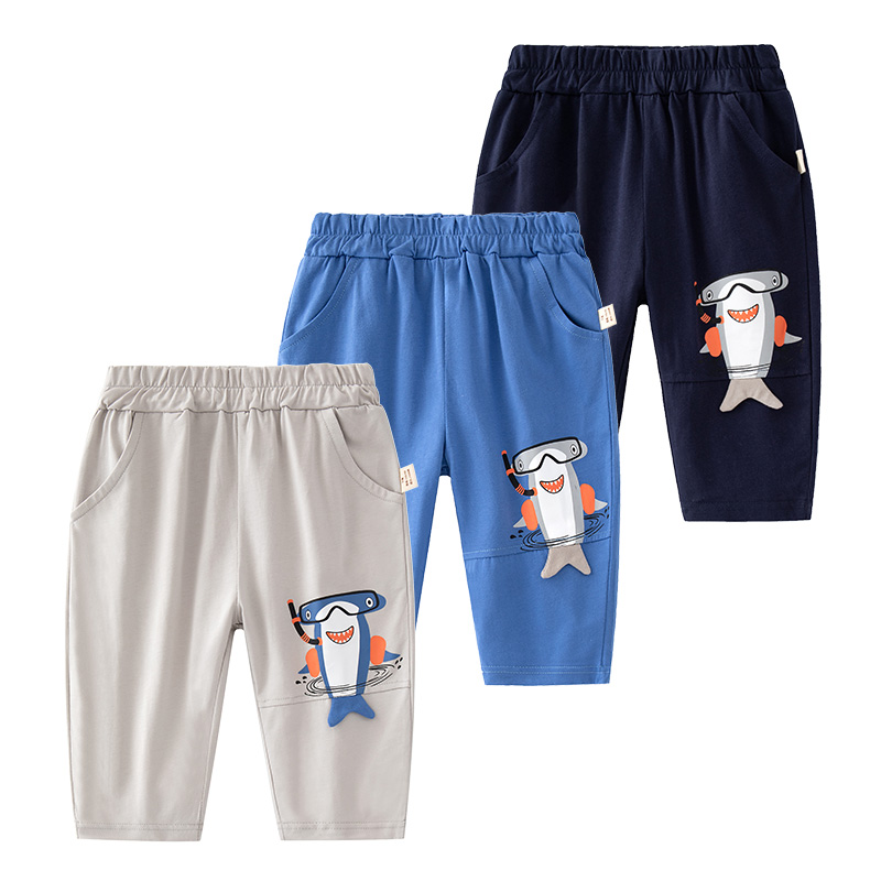 男童全棉中裤七分夏季短裤纯棉运动宽松休闲裤薄款中小童帅气裤子