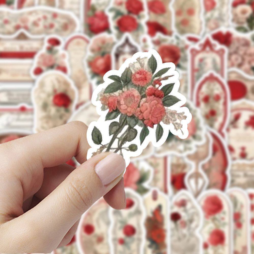 118张宫廷复古红蔷薇手账素材文艺贴纸手机手账笔记本装饰小贴画