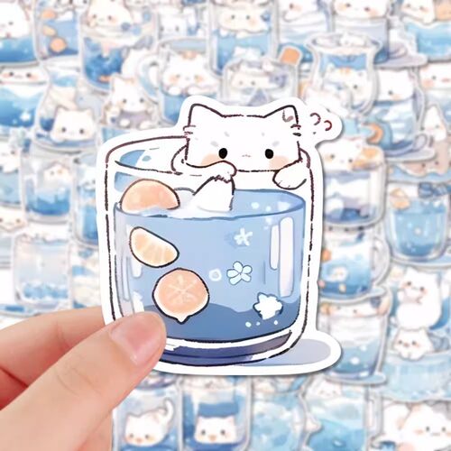 可爱Q版水杯猫猫卡通贴纸