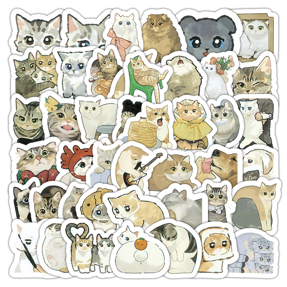 164张可爱猫咪手绘防水贴纸