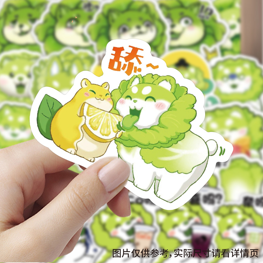 60张白菜狗贴纸可爱卡通趣味创意手账装饰标签防水diy自粘小贴画