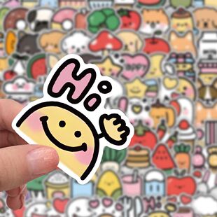 120张卡通蔬菜水果贴纸可爱表情ins贴纸手机行李箱装 饰DIY贴画纸