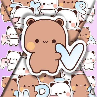 52张一二布布贴纸字母情头可爱