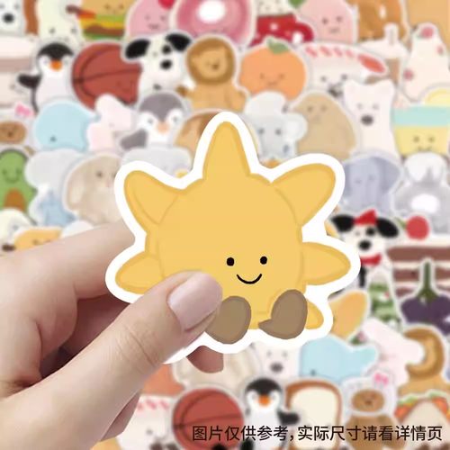 120张jellcat食物插画贴纸动物可爱手绘装饰行李箱手账防水封口贴
