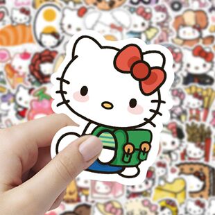 400张贴纸哈喽凯地猫KT猫可爱卡通行李箱水杯装饰diy防水标签贴画