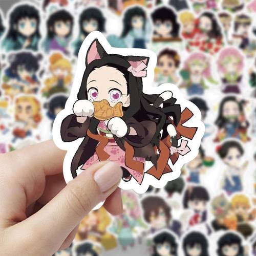 120张鬼灭之刃贴纸卡通二次元动漫Q版周边笔记本手机手账装饰贴画