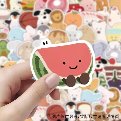 120张jellcat食物插画贴纸动物可爱手绘装饰行李箱手账防水标签贴